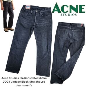 Acne Studios Blå Konst Stockholm 2003 Vintage Black Straight Leg Jeans Men's 34